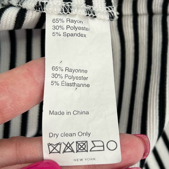 Derek Lam Size 40 US 4 V Neck Sheath Dress Black White Striped Stretch Chic Work - Picture 8 of 12